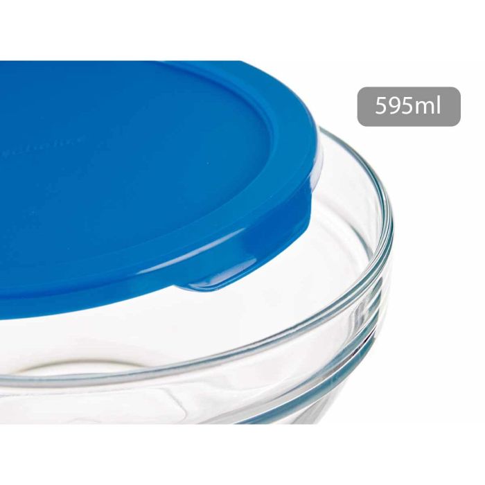 Fiambrera Redonda con Tapa Chefs Azul 595 ml 14 x 6,3 x 14 cm (6 Unidades) 1