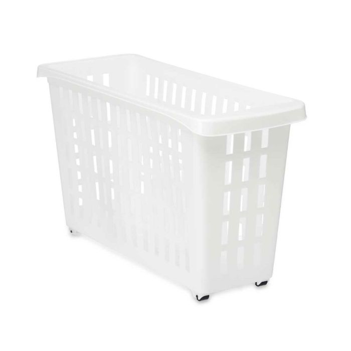 Cesta Multiusos Con ruedas Blanco Plástico 17,5 x 26 x 46 cm (12 Unidades) 2