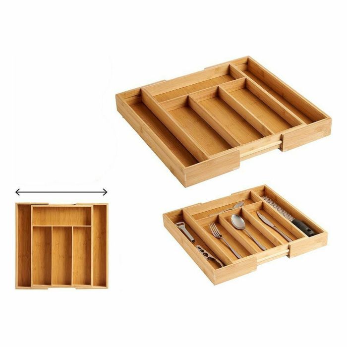 Organizador para Cubiertos Compartimento adaptable Extensible Bambú (6 Unidades) 1