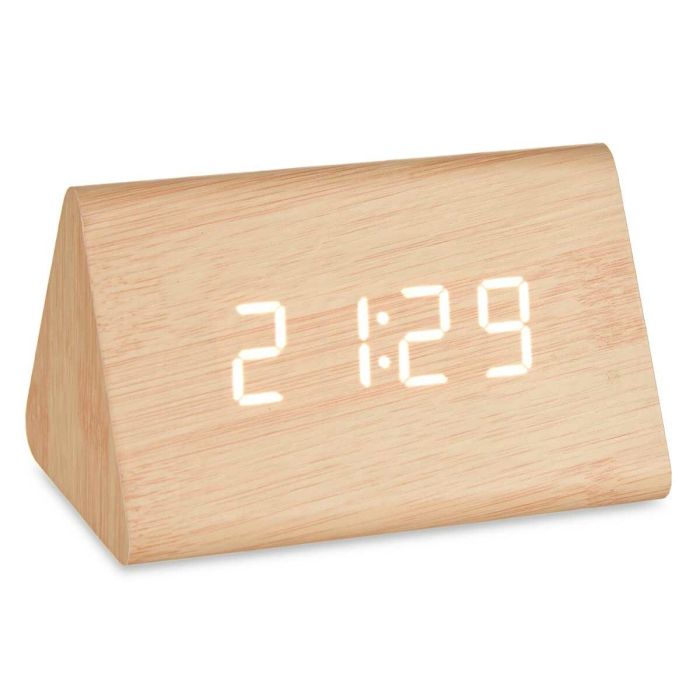 Reloj Digital de Sobremesa Marrón PVC Madera MDF 11,7 x 7,5 x 8 cm (12 Unidades) 3