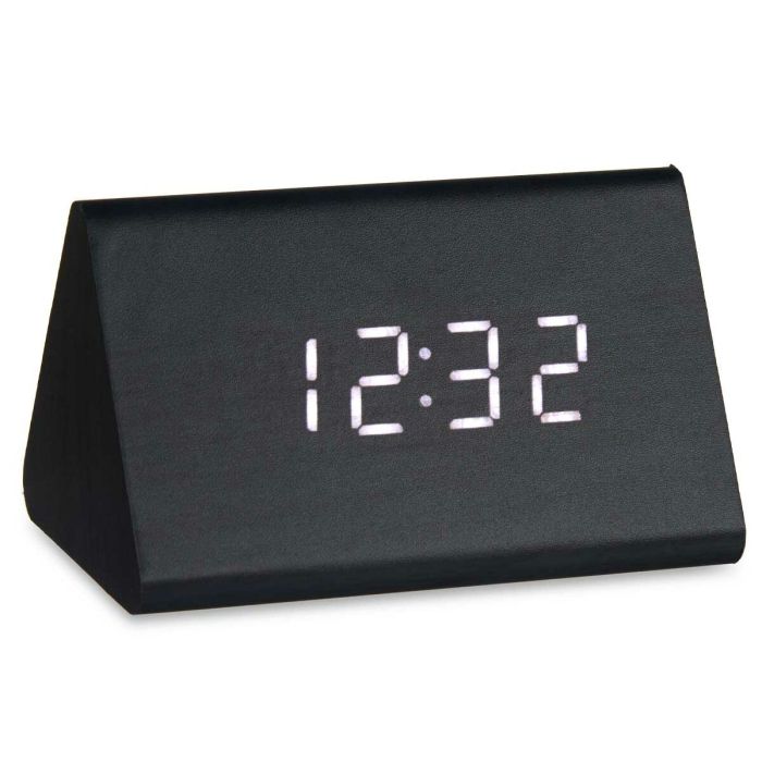 Reloj Digital de Sobremesa Negro PVC Madera MDF 11,7 x 7,5 x 8 cm (12 Unidades) 3