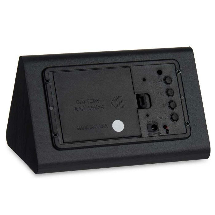 Reloj Digital de Sobremesa Negro PVC Madera MDF 11,7 x 7,5 x 8 cm (12 Unidades) 1