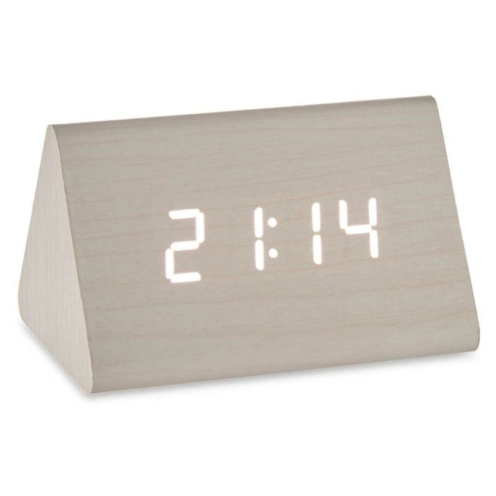 Reloj Digital de Sobremesa Blanco PVC Madera MDF 11,7 x 7,5 x 8 cm (12 Unidades) 2