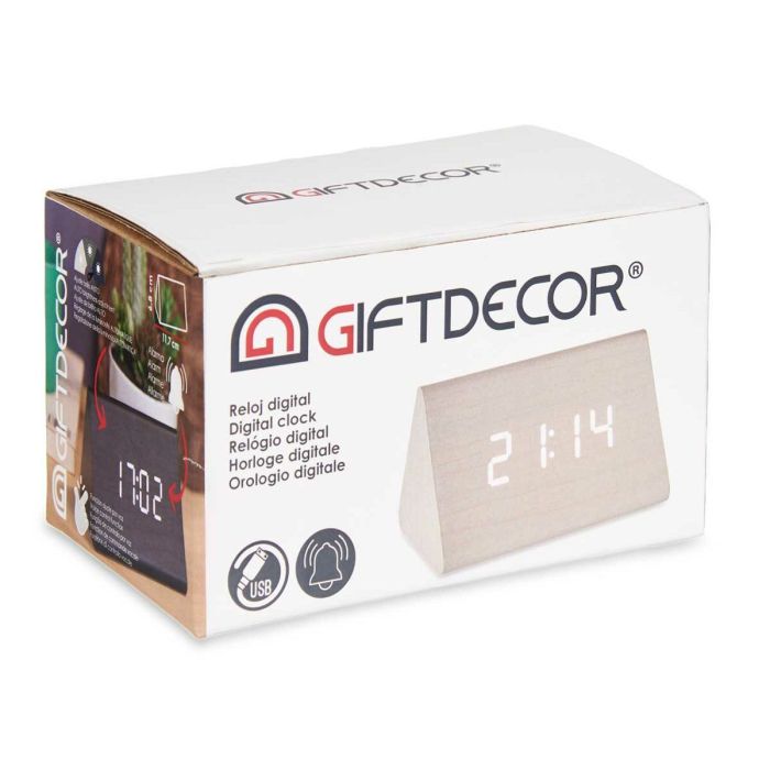 Reloj Digital de Sobremesa Blanco PVC Madera MDF 11,7 x 7,5 x 8 cm (12 Unidades) 1