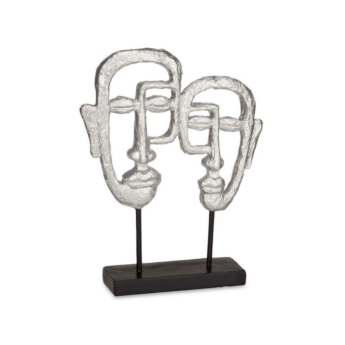 Figura Decorativa Cara Plateado 27 x 32,5 x 10,5 cm (4 Unidades) 2