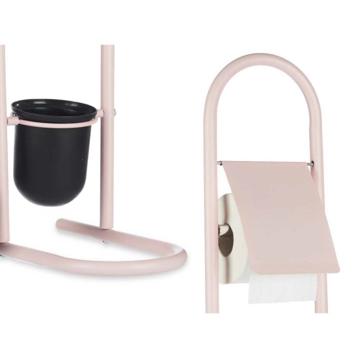 Portarrollos de Papel Higiénico con Soporte para Escobilla 16 x 28,5 x 80,8 cm Rosa Metal Plástico Bambú (4 Unidades) 1