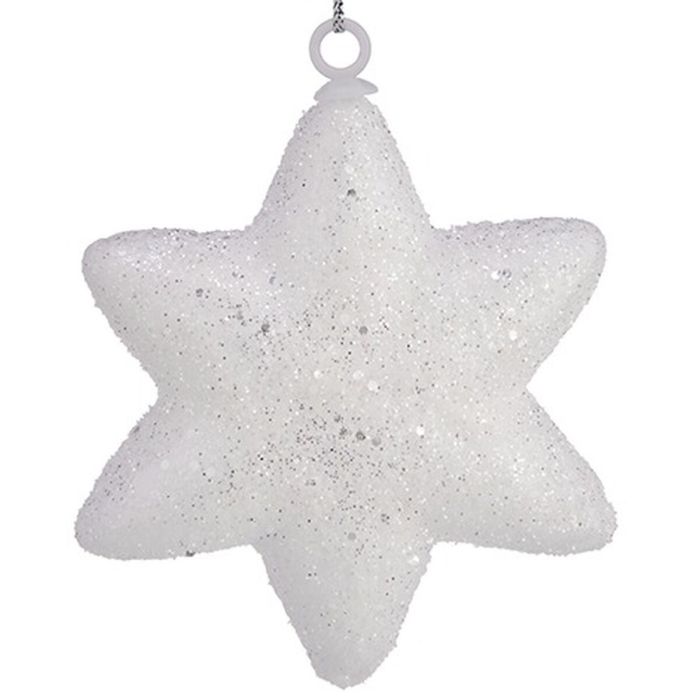 Set Adornos de Navidad Estrella Blanco 6,5 x 6,5 x 2 cm (24 Unidades) 1