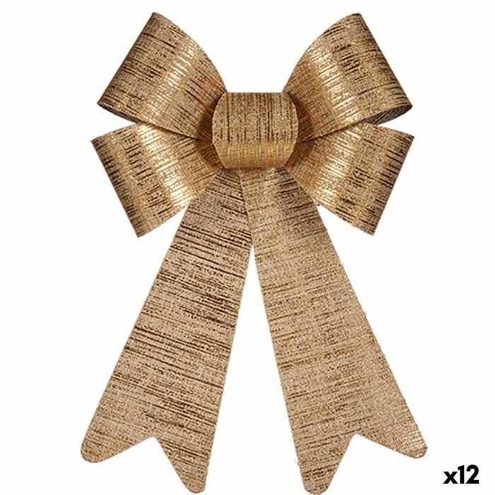 Lazo Adorno Navideño Dorado PVC 16 x 24 x 4 cm (12 Unidades) 0 Lazo Adorno Navideño Dorado PVC 16 x 24 x 4 cm (12 Unidades) 0