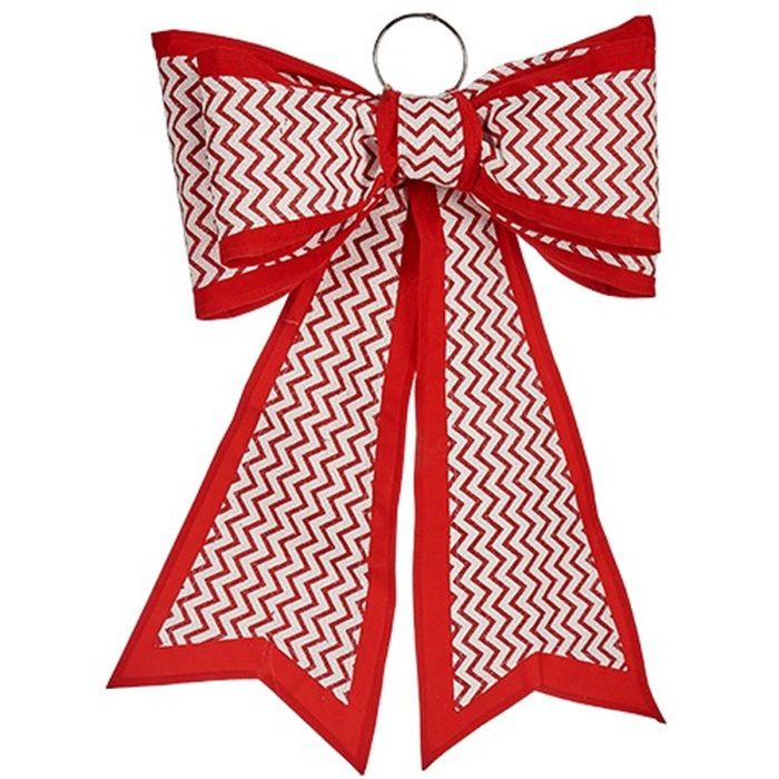 Lazo Adorno Navideño 40 x 60 cm Blanco Rojo PVC (6 Unidades) 1