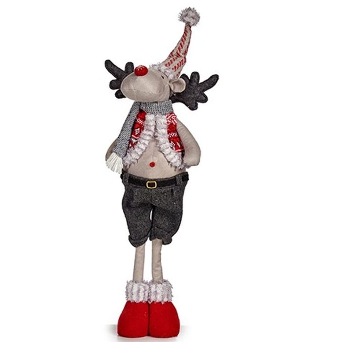 Figura Decorativa Reno de Navidad Rojo Gris Poliéster 13 x 65 x 18 cm (4 Unidades) 1