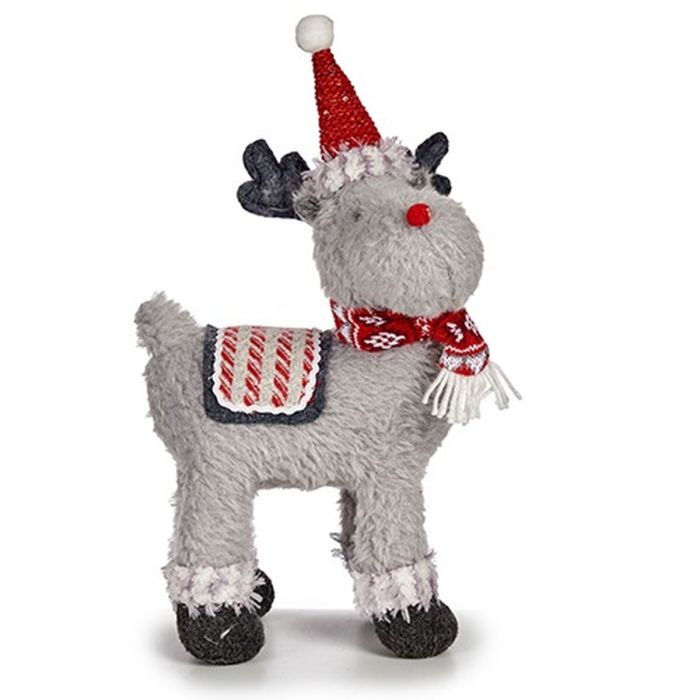 Figura Decorativa Reno de Navidad Rojo Gris 21 x 36 x 36 cm (4 Unidades) 1