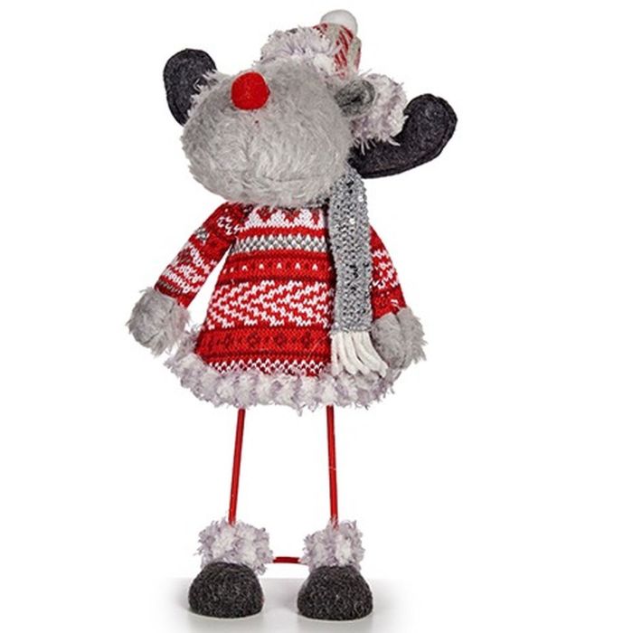 Figura Decorativa Reno de Navidad Rojo Gris 13 x 33,5 x 20 cm (8 Unidades) 1