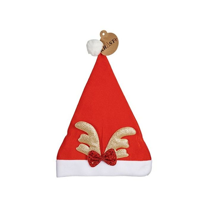 Gorro de Papá Noel Reno Rojo Dorado 28 x 2 x 39 cm (12 Unidades) 1