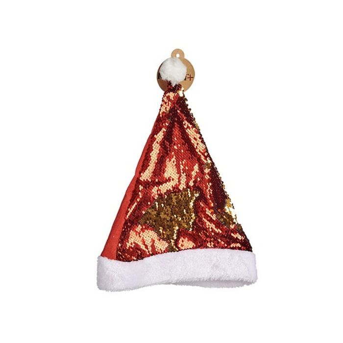 Gorro de Papá Noel Lentejuelas Rojo Dorado 28 x 2 x 39 cm (12 Unidades) 1