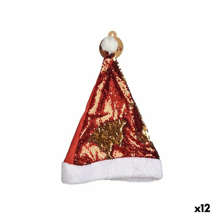 Gorro de Papá Noel Lentejuelas Rojo Dorado 28 x 2 x 39 cm (12 Unidades) Gorro de Papá Noel Lentejuelas Rojo Dorado 28 x 2 x 39 cm (12 Unidades)