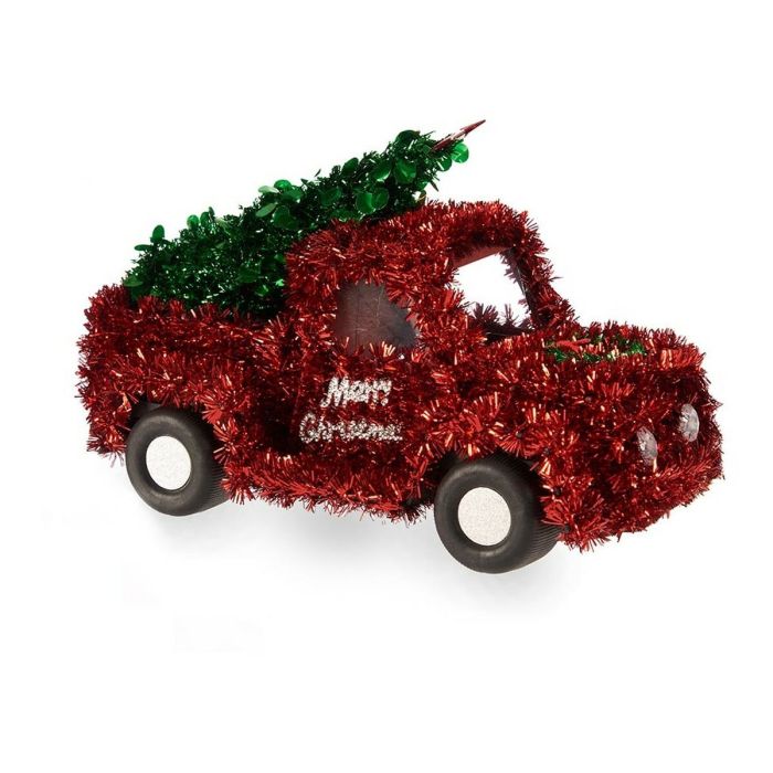 Figura Decorativa Camioneta Espumillón Rojo Verde Polipropileno PET 15 x 18 x 27 cm (8 Unidades) 1