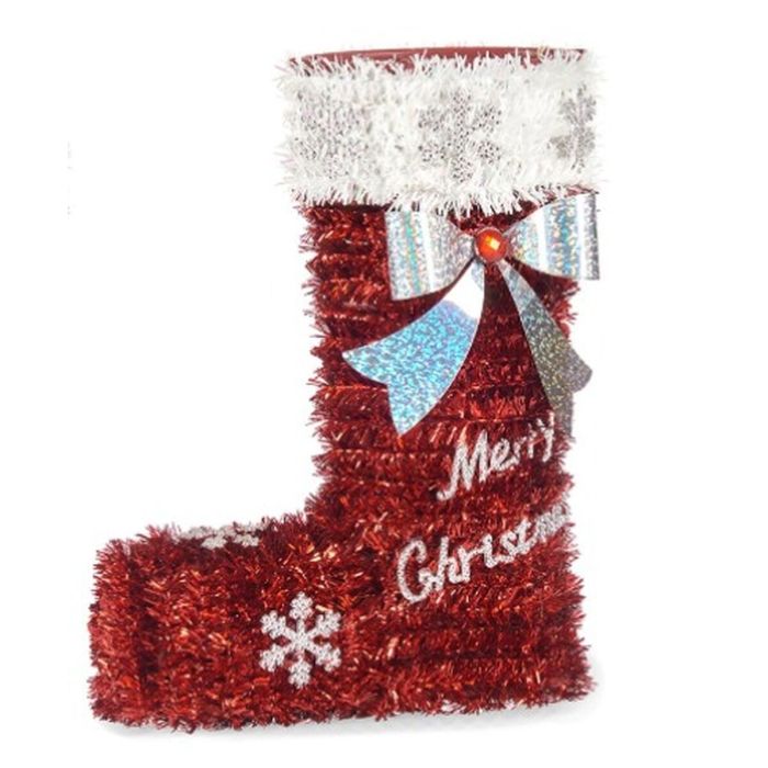 Figura Decorativa Calcetín de Navidad Espumillón Blanco Rojo Polipropileno PET 18 x 23 x 8 cm (12 Unidades) 1