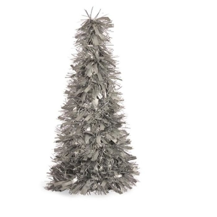 Figura Decorativa Árbol de Navidad Espumillón Plateado Polipropileno PET 27 x 45,5 x 27 cm (12 Unidades) 1