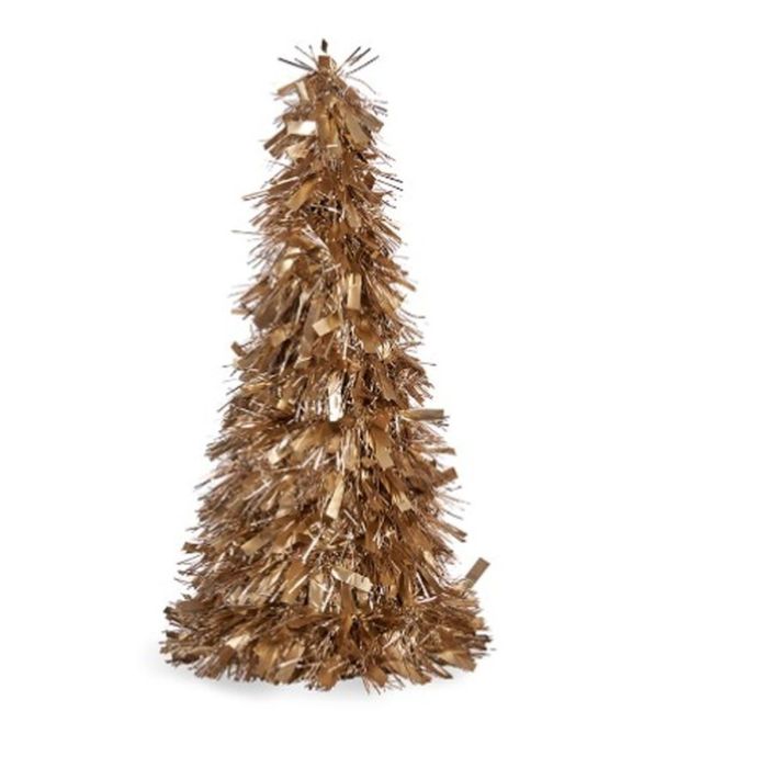 Figura Decorativa Árbol de Navidad Espumillón Dorado Polipropileno PET 27 x 45,5 x 27 cm (12 Unidades) 1