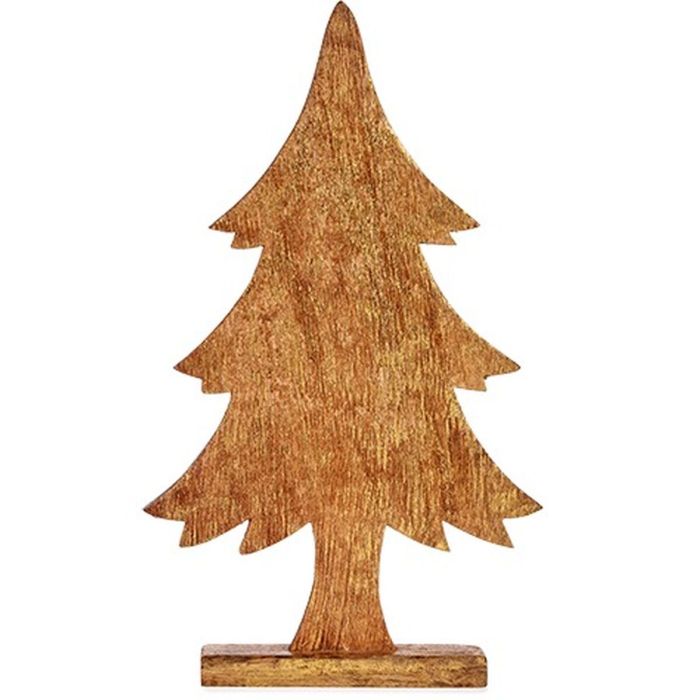 Figura Decorativa Árbol de Navidad Dorado Madera 5,1 x 49,5 x 25,5 cm (6 Unidades) 2