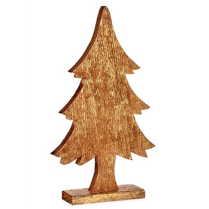 Figura Decorativa Árbol de Navidad Dorado Madera 5,1 x 49,5 x 25,5 cm (6 Unidades) 1