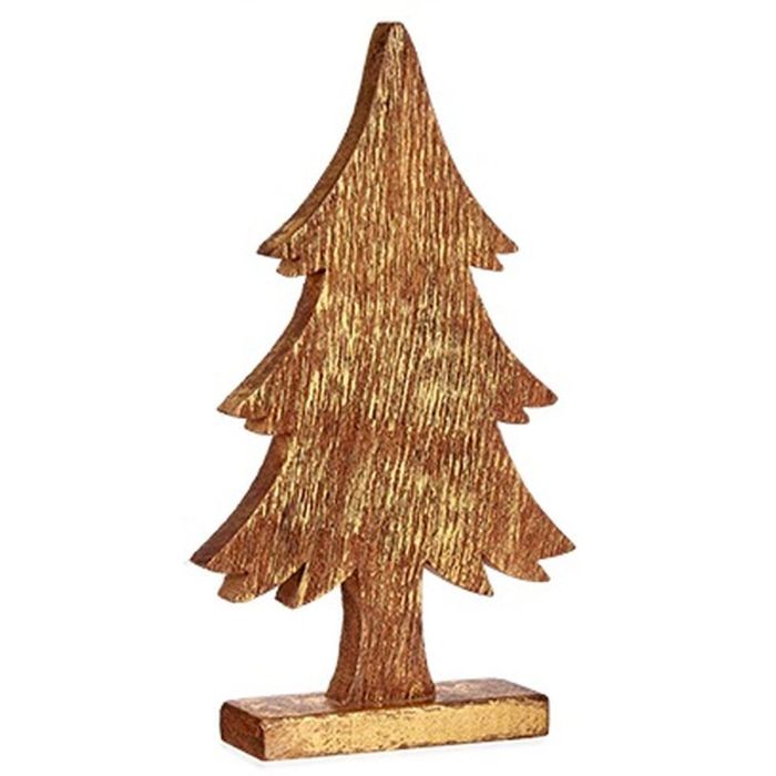 Figura Decorativa Árbol de Navidad Dorado Madera 5 x 39 x 22 cm (6 Unidades) 1