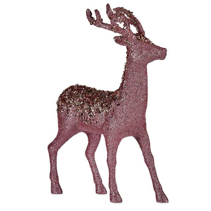 Figura Decorativa Reno de Navidad Rosa Plástico 15 x 45 x 30 cm (8 Unidades) 1