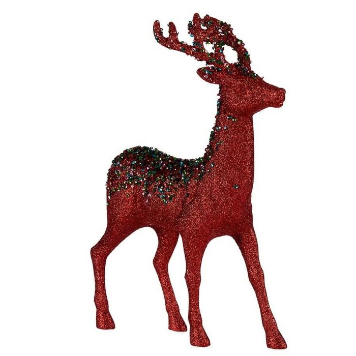 Figura Decorativa Reno de Navidad Rojo Plástico 15 x 45 x 30 cm (2 Unidades) 1