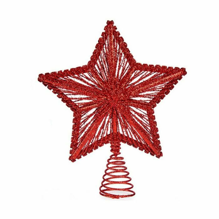 Estrella de Navidad Rojo Acero Plástico 20 x 5 x 25 cm (10 Unidades) 1