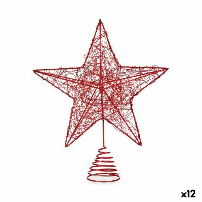 Estrella de Navidad Rojo Acero Plástico 20 x 5 x 24,5 cm (12 Unidades)