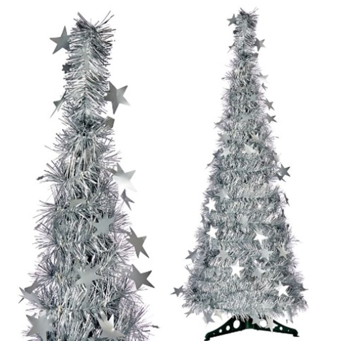 Árbol de Navidad Plateado Espumillón 38 x 38 x 150 cm (6 Unidades) 1 Árbol de Navidad Plateado Espumillón 38 x 38 x 150 cm (6 Unidades) 1