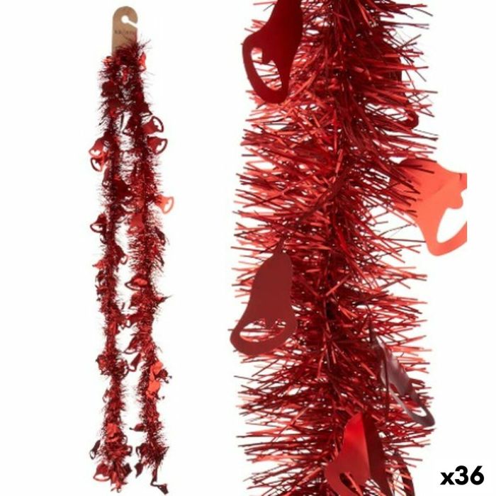 Guirnalda de Navidad Espumillón Campanas Rojo Plástico 12 x 12 x 200 cm (36 Unidades)