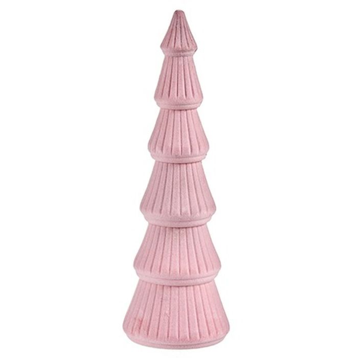 Árbol de Navidad Terciopelo Rosa Madera 12 x 34,5 x 12 cm (8 Unidades) 1