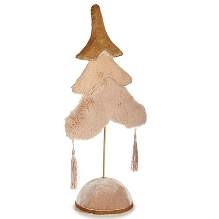 Árbol de Navidad Poliéster Beige Dorado Madera 12 x 43 x 22 cm (4 Unidades) 1