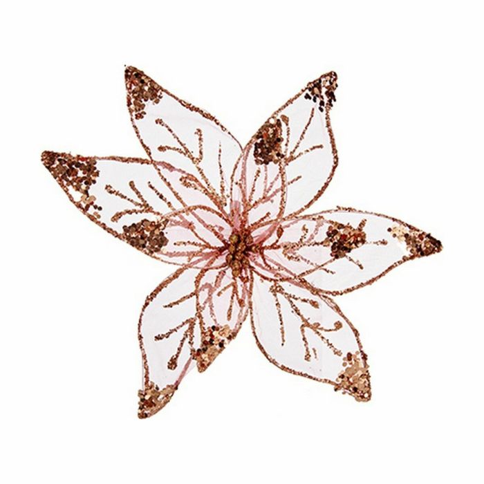 Flor Decorativa Dorado Rosa Plástico 25 x 25 x 7 cm (12 Unidades) 1