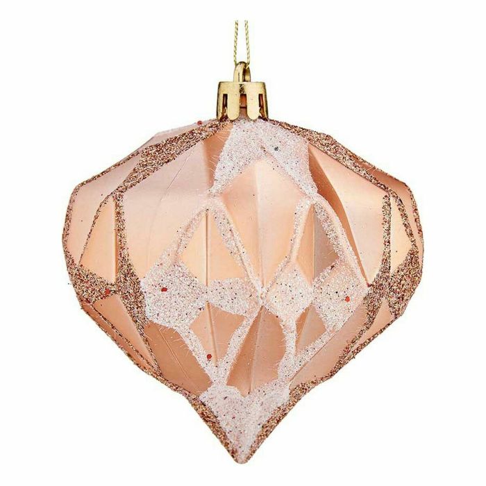 Set de Bolas de Navidad Diamante Cobre Plástico Ø 8 cm (12 Unidades) 2 Set de Bolas de Navidad Diamante Cobre Plástico Ø 8 cm (12 Unidades) 2