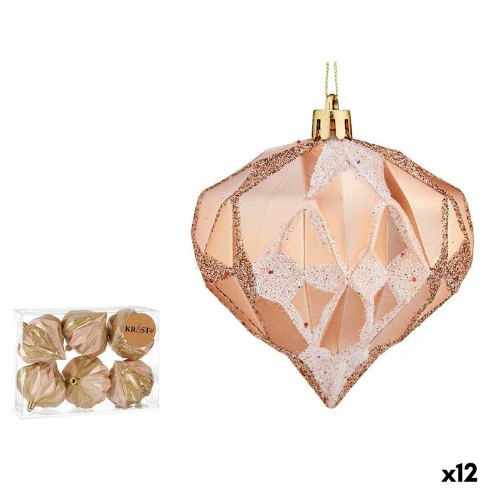 Set de Bolas de Navidad Diamante Cobre Plástico Ø 8 cm (12 Unidades) Set de Bolas de Navidad Diamante Cobre Plástico Ø 8 cm (12 Unidades)
