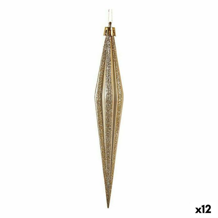 Set Adornos de Navidad Alargado Verde Cobre PVC 3 x 3 x 18,5 cm (12 Unidades)