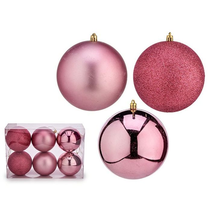 Set de Bolas de Navidad Rosa PVC Ø 12 cm (6 Unidades) 1