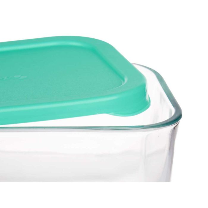 Fiambrera SNOW BOX Verde Transparente Vidrio Polietileno 420 ml (12 Unidades) 1