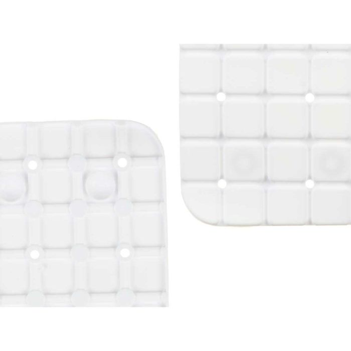 Alfombrilla Antideslizante para Ducha Cuadros Blanco PVC 67,7 x 38,5 x 0,7 cm (6 Unidades) 1
