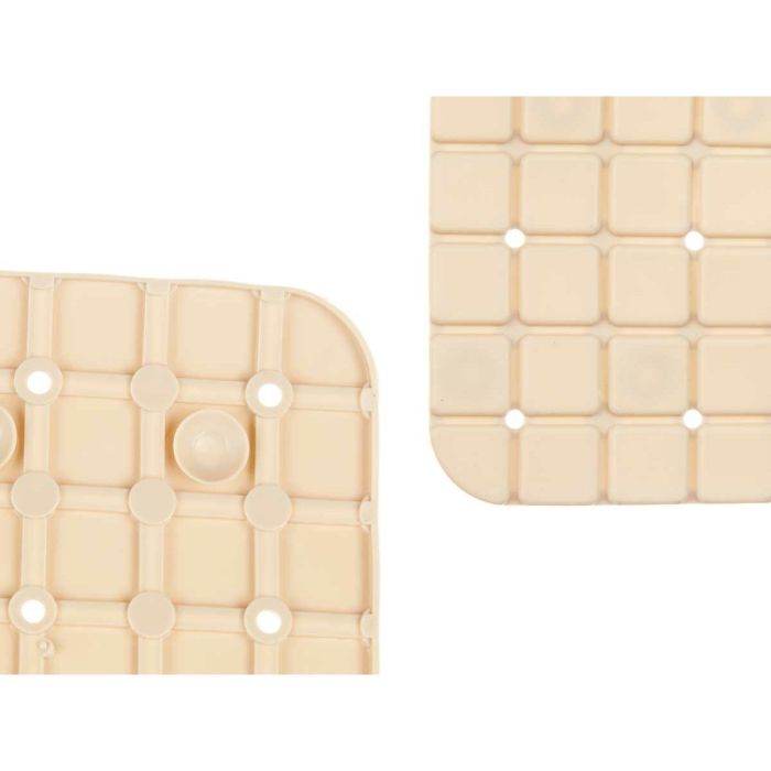 Alfombrilla Antideslizante para Ducha Cuadros Beige PVC 67,7 x 38,5 x 0,7 cm (6 Unidades) 1