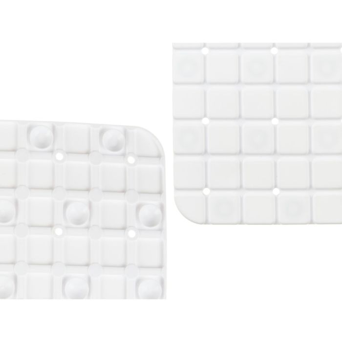 Alfombrilla Antideslizante para Ducha Cuadros Blanco PVC 50,3 x 50,3 x 0,7 cm (6 Unidades) 1