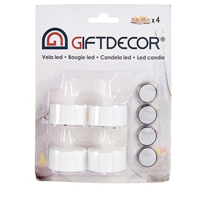 Set de Velas LED Blanco 4 x 4 x 3,7 cm (12 Unidades) 2