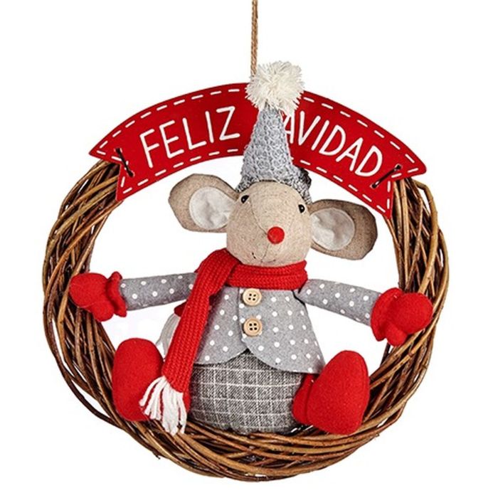 Adorno Navideño Colgante Ratón Rojo Gris 33 x 12 x 33 cm (12 Unidades) 1