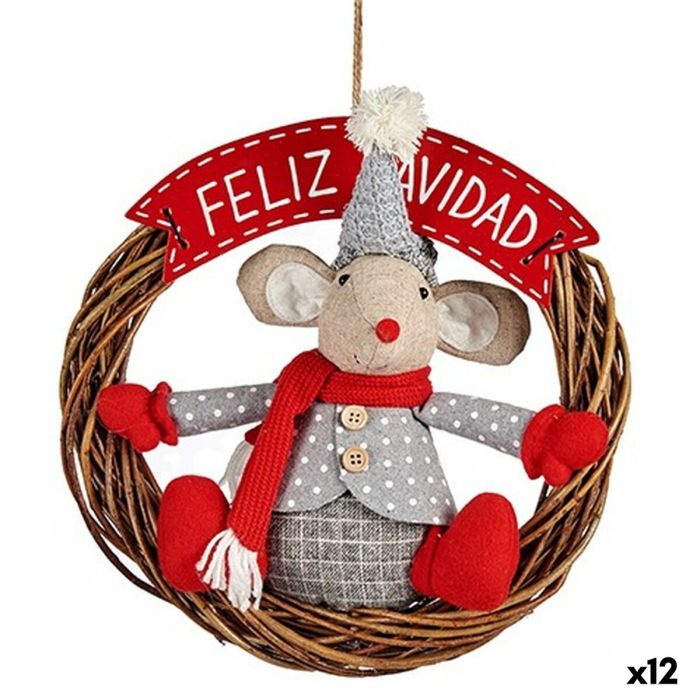 Adorno Navideño Colgante Ratón Rojo Gris 33 x 12 x 33 cm (12 Unidades) Adorno Navideño Colgante Ratón Rojo Gris 33 x 12 x 33 cm (12 Unidades)