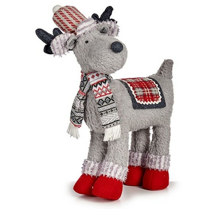 Figura Decorativa Reno de Navidad Rojo Gris 125 x 45 x 48 cm (8 Unidades) 1