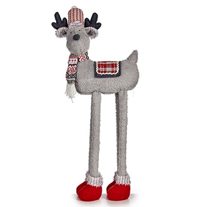 Figura Decorativa Reno de Navidad Rojo Gris 23 x 55 x 49 cm (4 Unidades) 1