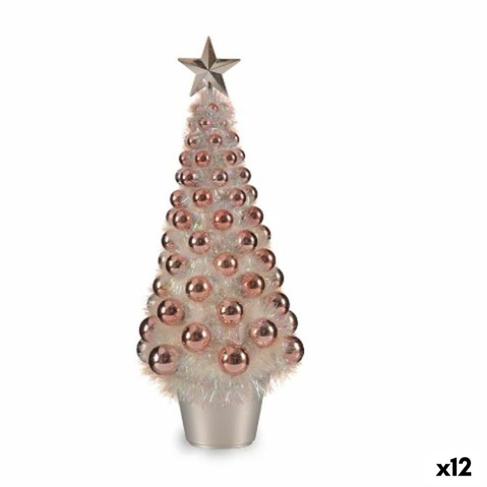 Figura Decorativa Árbol de Navidad Rosa Polipropileno PET 21,5 x 51 x 21,5 cm (12 Unidades)