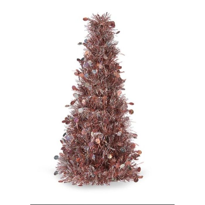 Figura Decorativa Árbol de Navidad Espumillón Blanco Rosa Polipropileno PET 18 x 31 x 18 cm (48 Unidades) 1